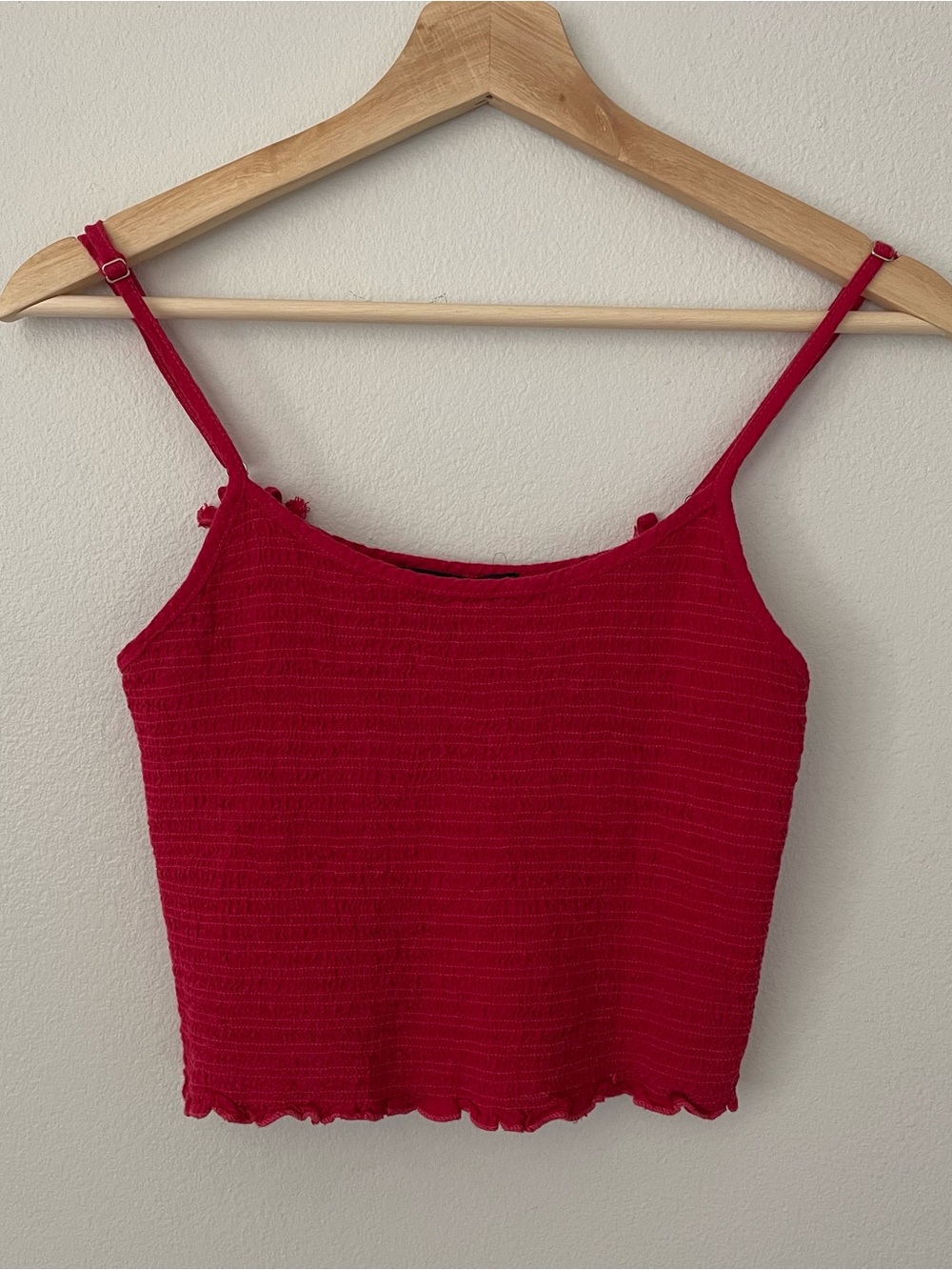 Brandy Melville Red Smocked Cami Tank Top